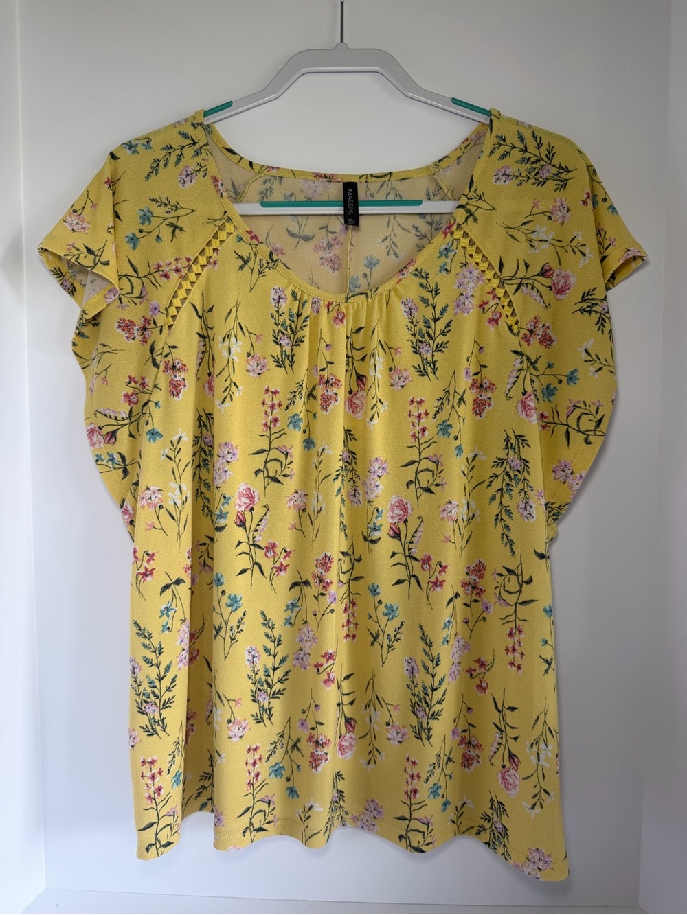 Massini Yellow Floral Flutter Sleeve Blouse